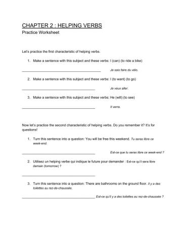 Peasy Cours Anglais - Les Questions Chapter 2 Worksheet