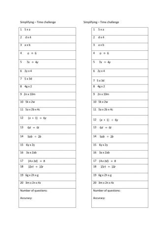 Multiplying and dividing algebraic expressions