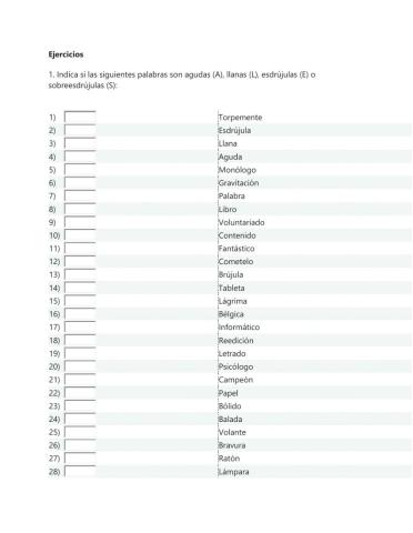 Clasificación de palabras 2