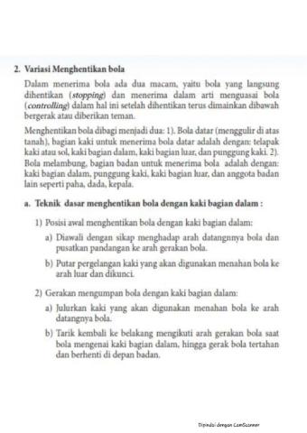 Materi PJOK sepak bola X Lanjutan