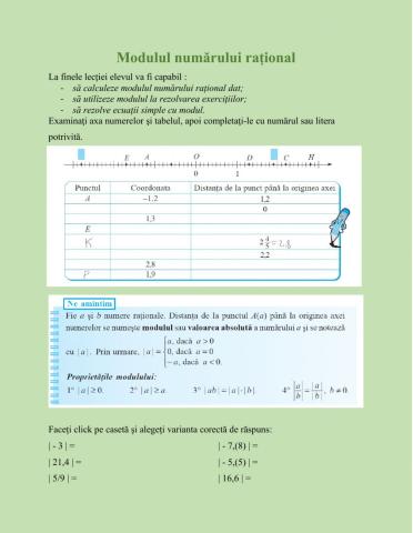 Modulul numărului rațional. Fișă de lucru