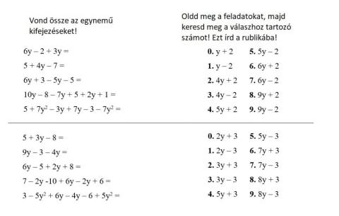 Algebrai kifejezések összevonása