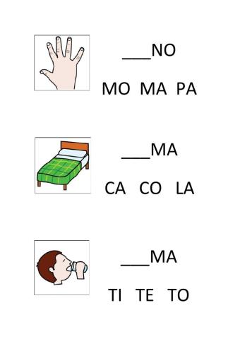 Selecciona la silaba y completa la palabra