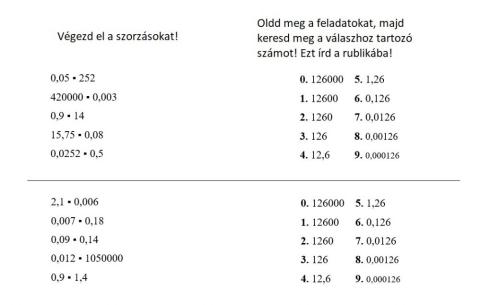 Tizedes törtek szorzása