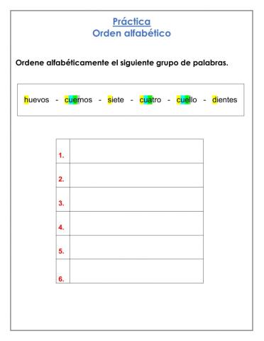 Orden alfabético