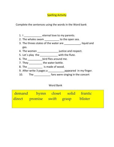 Spelling Activity