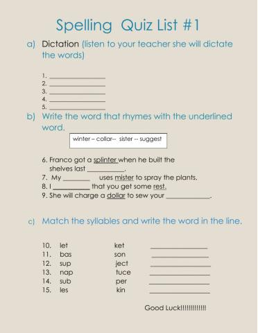 Spelling quiz