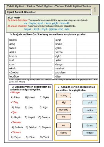 Türkçe Telafi Eğitimi - 1