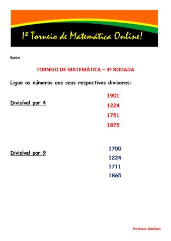 Torneio de matemática - 3ª rodada