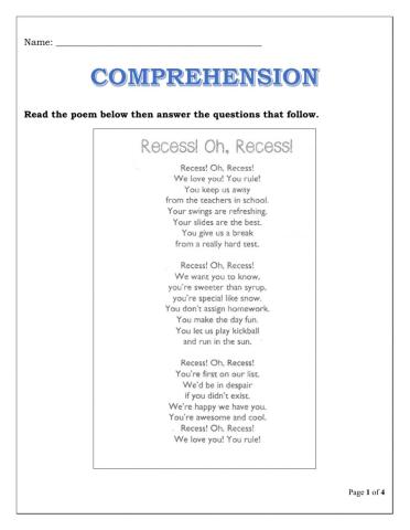 Comprehension by Weekes & Clarke LPGPS