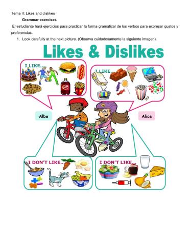 Likes and dislikes