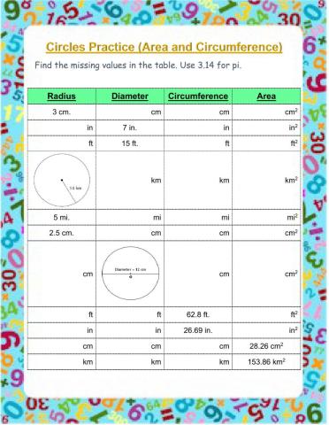 Circumference and Area of Circles