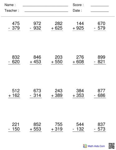 Add and Subtract Multi-Digit Whole Numbers with Regrouping