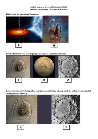 Test de evaluare-universul si sitemul solar