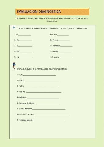 Evaluacion diagnostica quimica