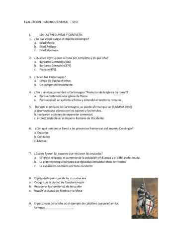 Examen historia universal quinto