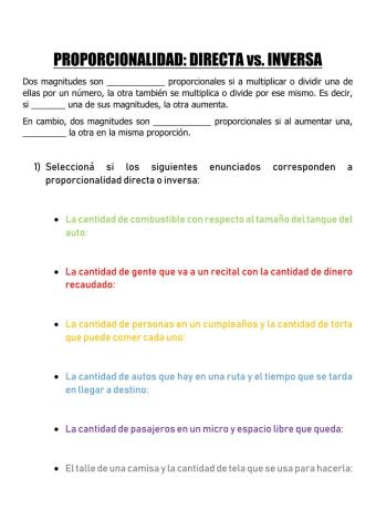 PROPORCIONALIDAD DIRECTA vs. INVERSA