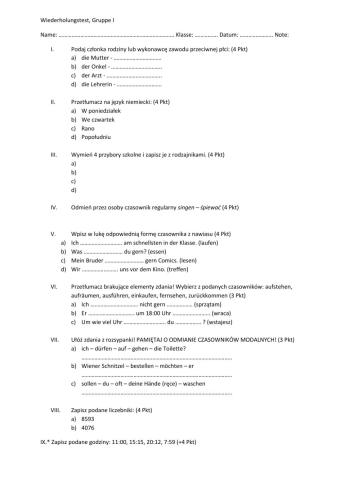 Wiederholungstest Klasse 8