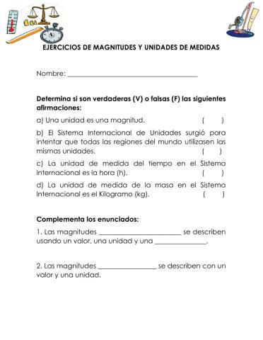 Magnitudes y unidades de Medida