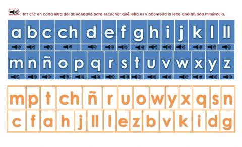 Letras minúscula del abecedario con sonido