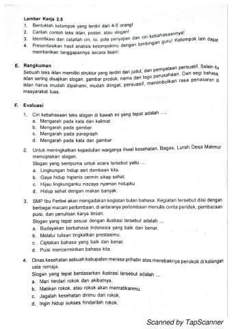 Soal slogan dan iklan kelas VIII