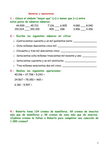 Operaciones números naturales