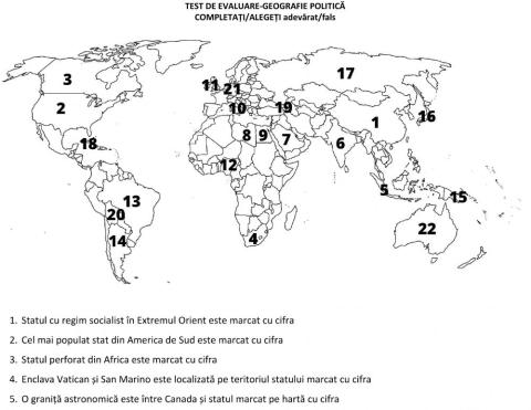 Test de evaluare-geografie politica