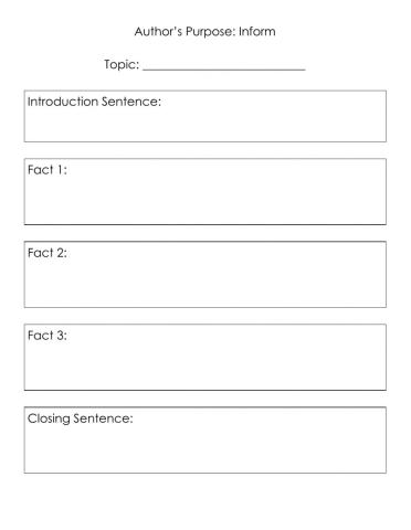 Author's Purpose Inform Paragraph Template