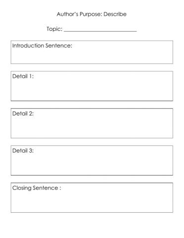 Author's Purpose Describe Paragraph Template