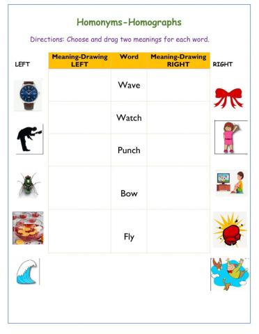 Homonyms activity