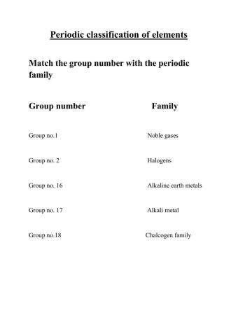 Periodic classification of elements