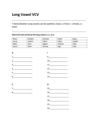 Long Vowel VCV