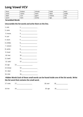 Long vowels vcv