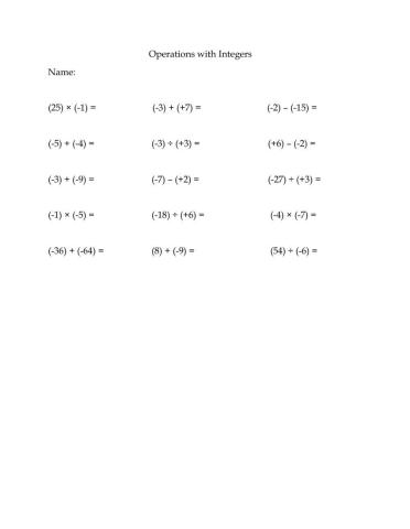 Operations with integers