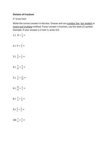 Dividing Fractions