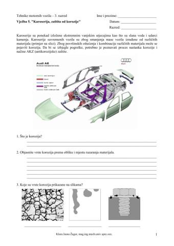 Vježba 5 - Karoserija. Zaštita od korozije