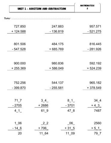 Natural Numbers: Addition and Subtraction