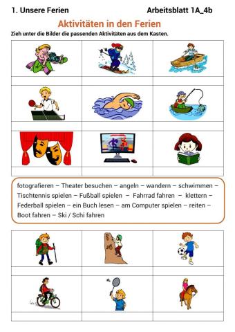 Deutsch-5-1.Unsere Ferien-Arbeitsblatt  1A-4b