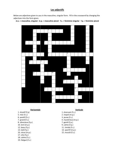 L'accord des adjectifs