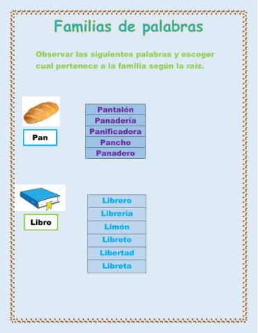 Familia de palabras