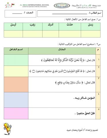 تطبيقات اسم الفاعل