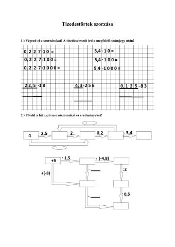 Tizedestörtek szorzása egész számokkal