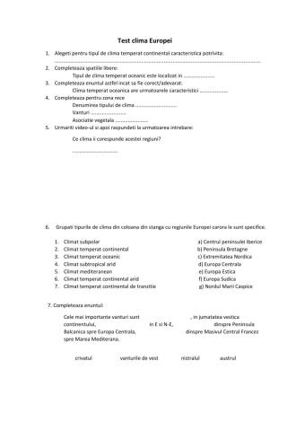 Test clima Europei