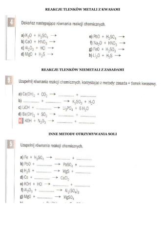 Reakcje otrzymywania soli