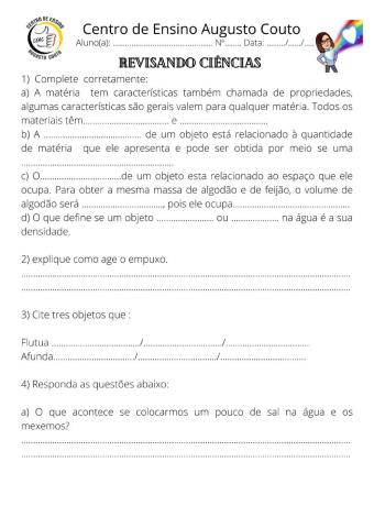 Revisao de Ciencias 3 bimestre