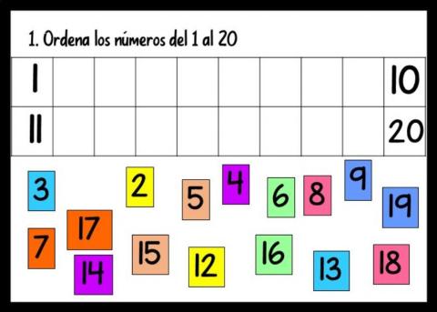 Ordena los números del 1 al 20