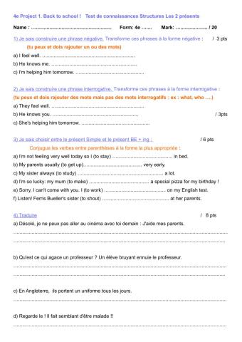 Test connaissances structures