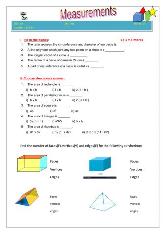 Measurements Worksheet