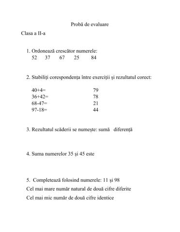 Probă de evaluare sumativă