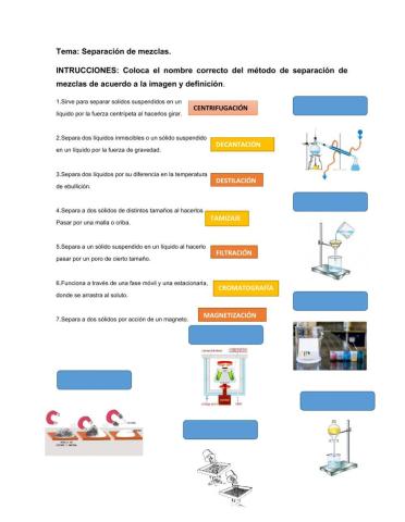 Las mezclas y métodos de separación.